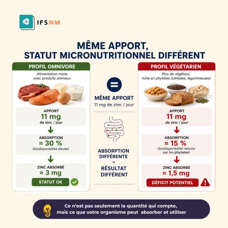 Zinc- profil omnivore versus profil végétarien